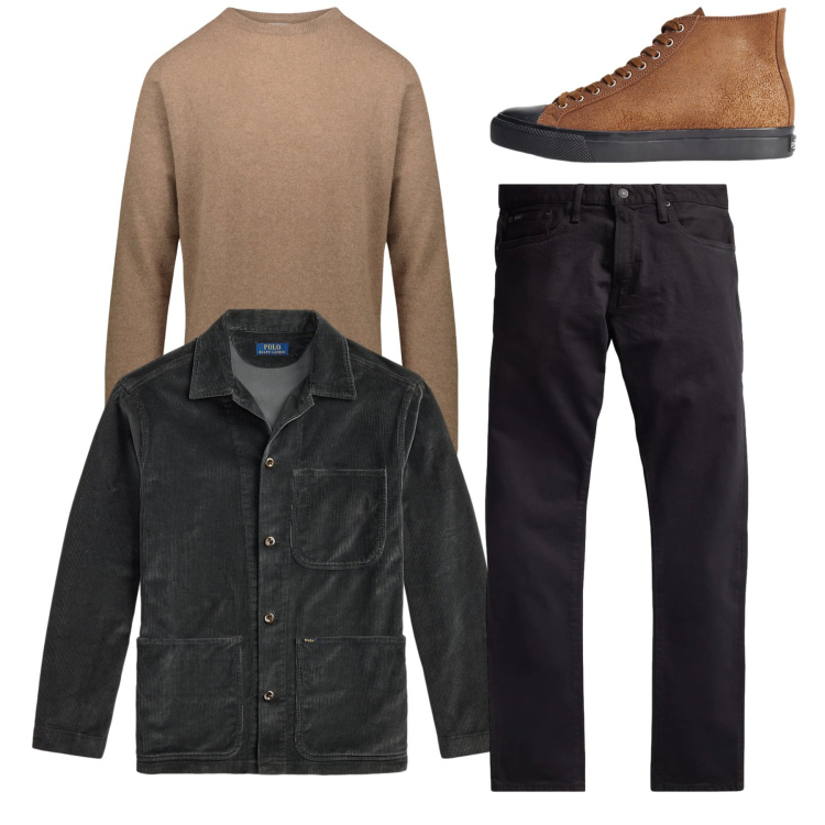Outfit uomo - Total look vellutino. Stile Casual per Tutti i giorni. Abbinamento con sneakers, jeans, giacche, maglieria.