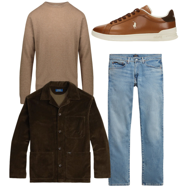 Outfit uomo - Total look. Stile Casual per Tutti i giorni. Abbinamento con sneakers, jeans, giacche, maglieria.