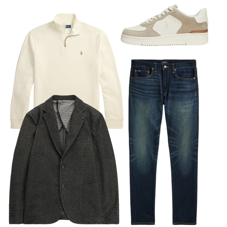 Outfit uomo - Total look. Stile Casual per Tutti i giorni. Abbinamento con giacche, sneakers, jeans, pullovers.