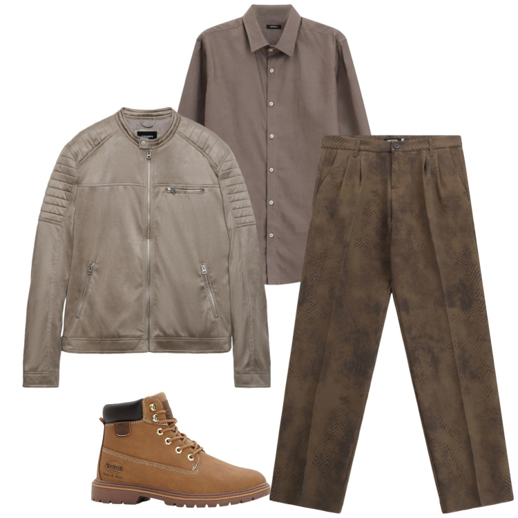 Outfit uomo - Total look #2330392. Stile Trendy per Tutti i giorni. Abbinamento con stivali e stivaletti, giacche, pantaloni, camicie.