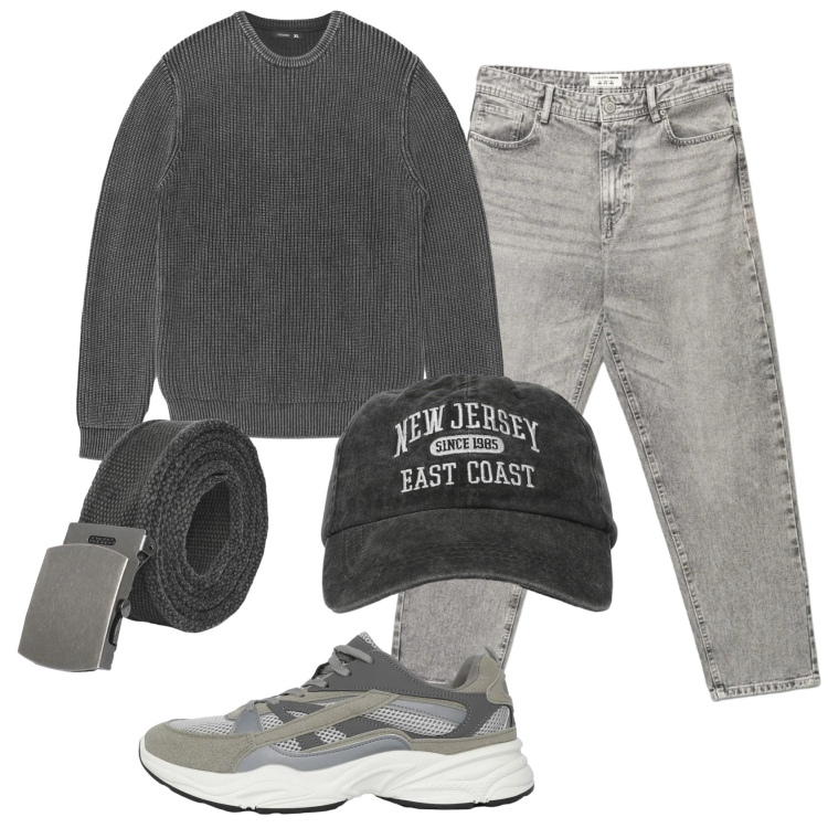 Outfit uomo - Total look #2330430. Stile Casual per Tutti i giorni. Abbinamento con sneakers, cinture, cappelli con visiera, maglieria, jeans.