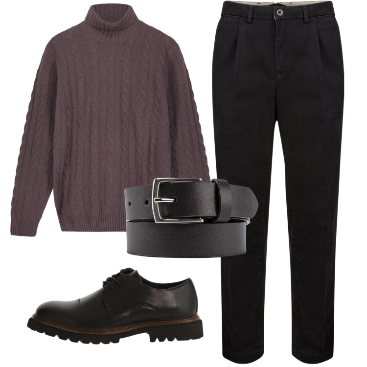 Outfit uomo - Total look #2330432. Stile Casual per Ufficio. Abbinamento con scarpe stringate, pantaloni, cinture, maglieria.