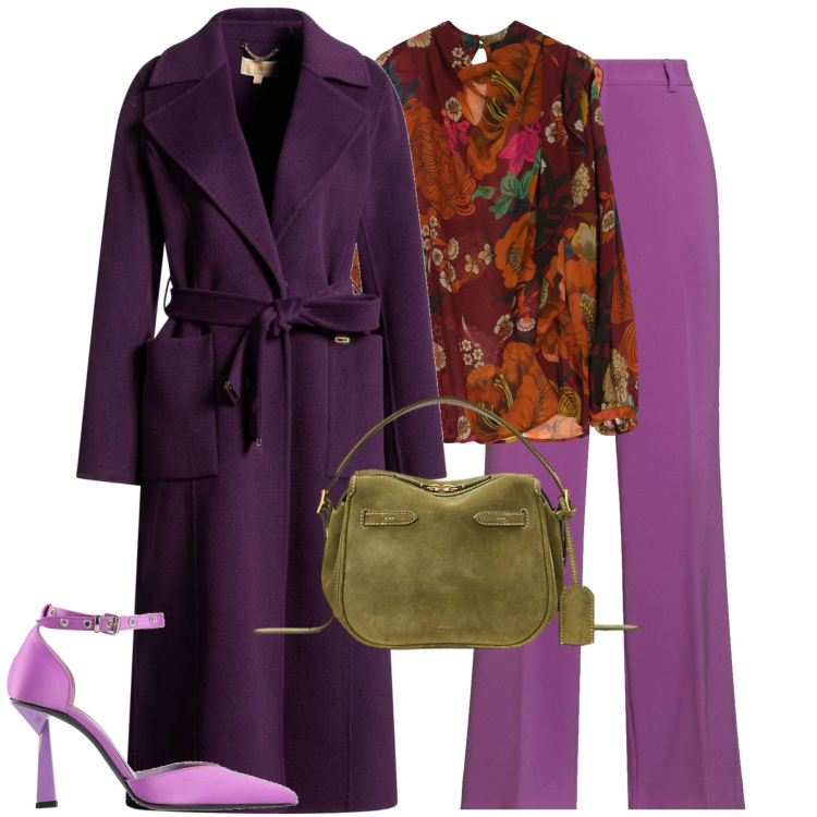 Outfit donna - Glamour. Stile Glamour per Serata fuori. Abbinamento con cappotti, pantaloni, décolleté, camicie, borse a mano.