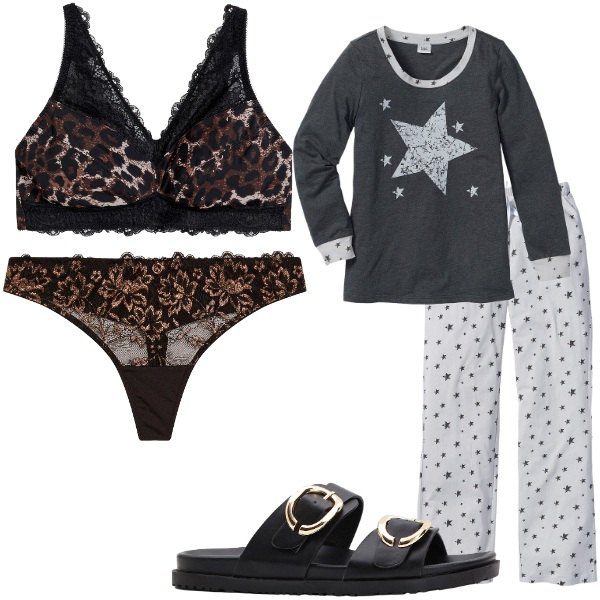 Outfit donna - Intimo per San Valentino - bonprix. Stile Basic per Tutti i giorni. Abbinamento con pigiama, ciabatte, bralette, perizomi.