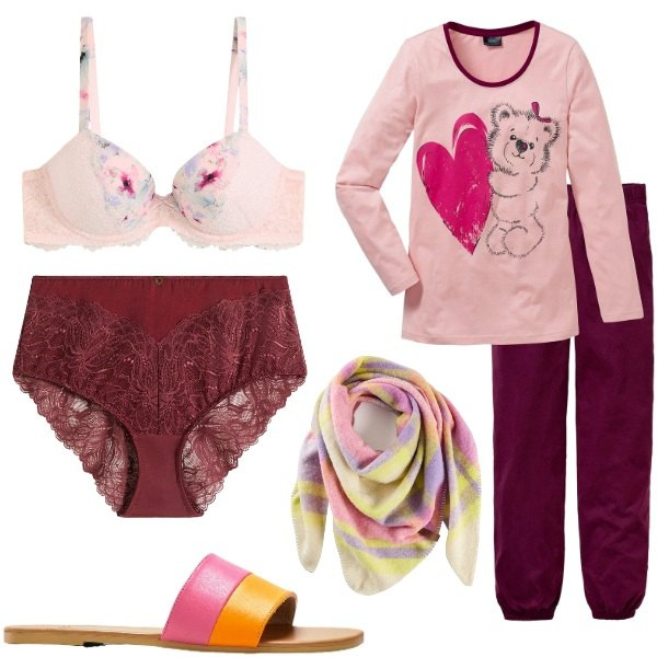 Outfit donna - Intimo per San Valentino - bonprix. Stile Basic per Tutti i giorni. Abbinamento con pigiama, ciabatte, reggiseni, sciarpe, culotte.