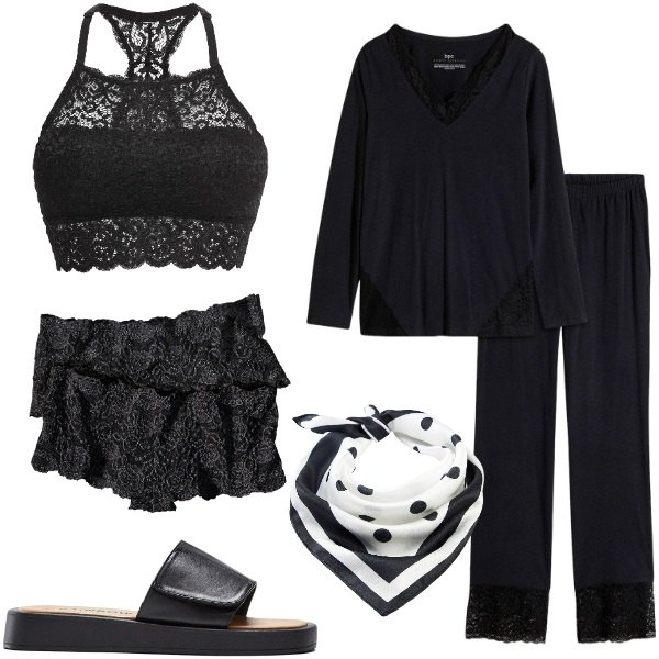 Outfit donna - Intimo per San Valentino - bonprix. Stile Basic per Tutti i giorni. Abbinamento con reggiseni, culotte, foulard, ciabatte, pigiama.