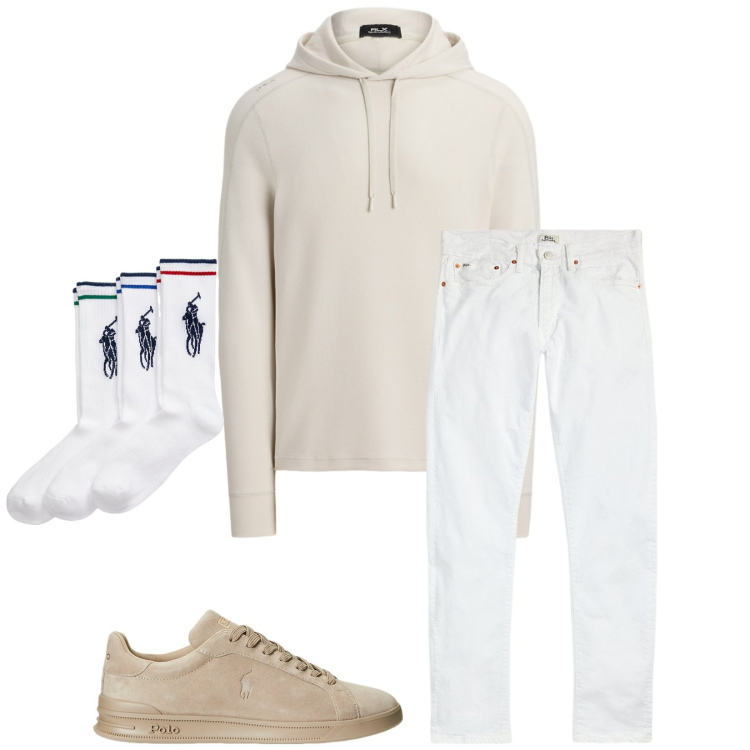 Outfit uomo - Total look #2330508. Stile Trendy per Tutti i giorni. Abbinamento con sneakers, jeans, calzini, felpe con cappuccio.