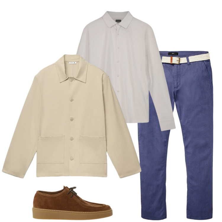 Outfit uomo - Total look #2330526. Stile Casual per Tutti i giorni. Abbinamento con pantaloni chino, cappotti, scarpe stringate, polo.