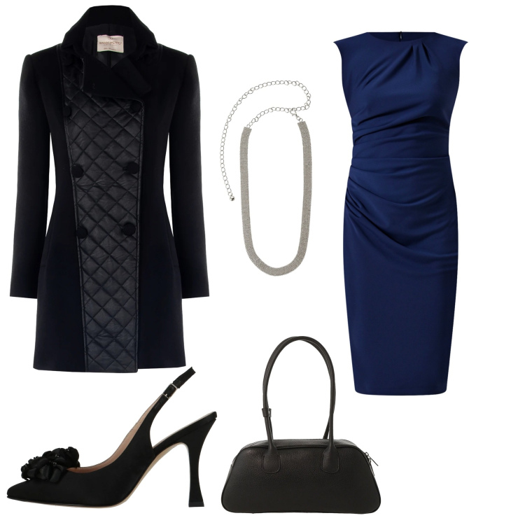 Outfit donna - Total look #2330563. Stile Casual per Serata fuori. Abbinamento con décolleté, borse a mano, cinture, vestiti a tubino, cappotti.