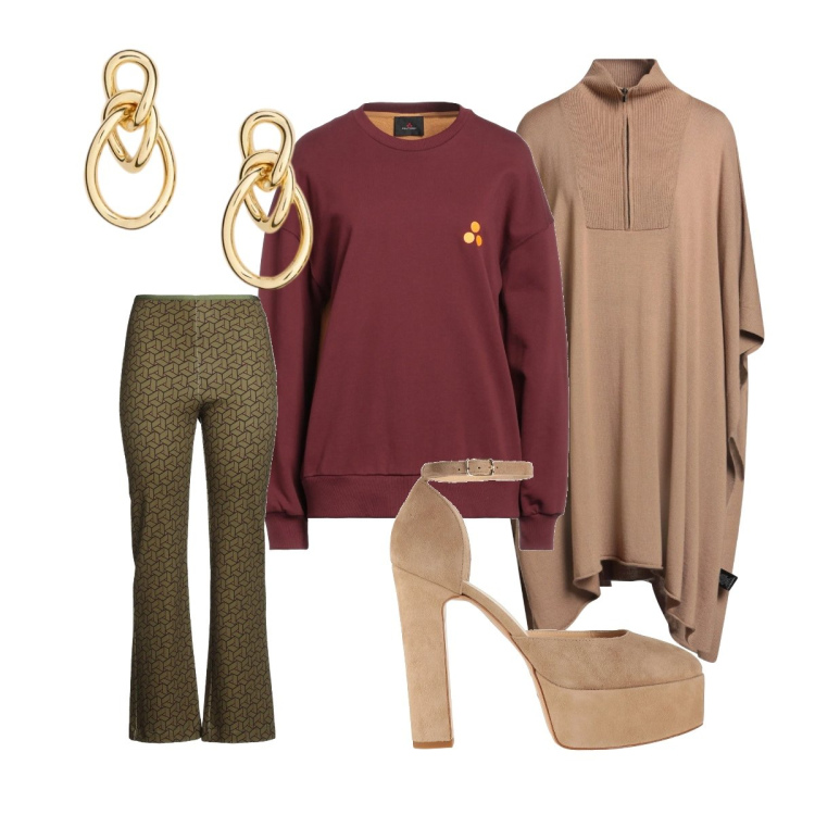 Outfit donna - Il mio San Valentino retrò. Stile 70s per Tutti i giorni. Abbinamento con décolleté, leggings, cappotti, felpe, orecchini.