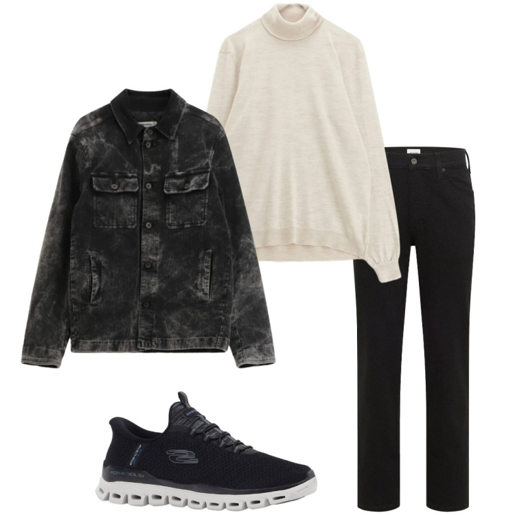 Outfit uomo - Urban style. Stile Urban per Tutti i giorni. Abbinamento con sneakers, jeans dritti, maglieria, cappotti.