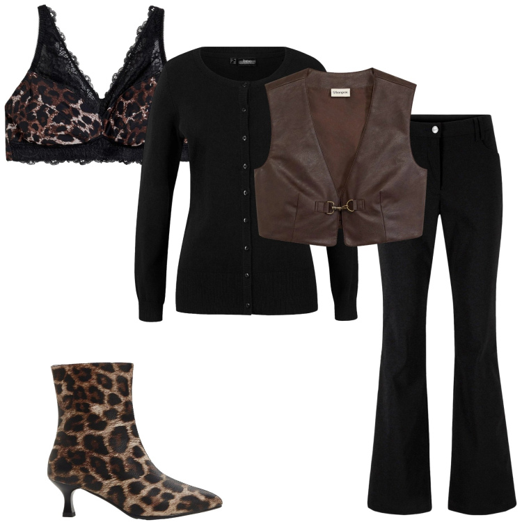 Outfit donna - Intimo per san valentino. Stile Casual chic per Serata fuori. Abbinamento con pantaloni, cardigans, stivaletti, gilet, bralette.