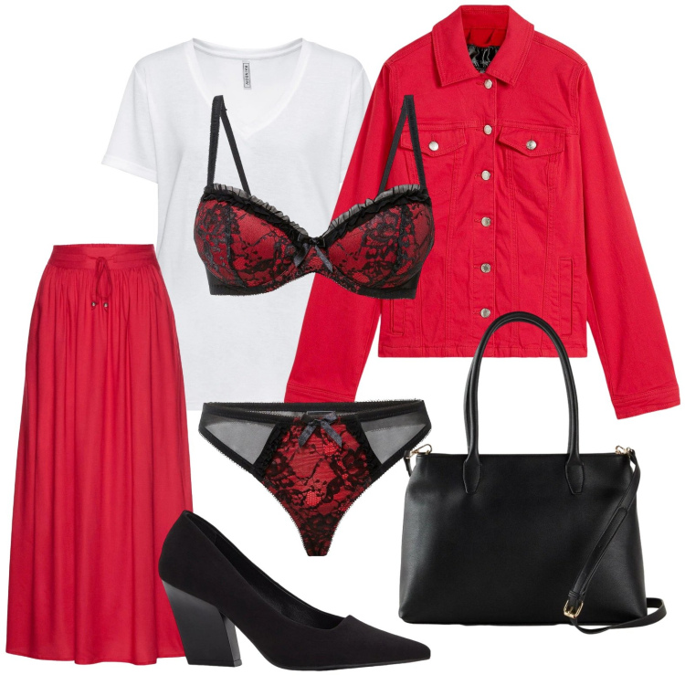 Outfit donna - Intimo per San Valentino - bonprix. Stile Glamour per Tutti i giorni. Abbinamento con blazer, t-shirt, gonne lunghe, décolleté, borse a mano, reggiseni.