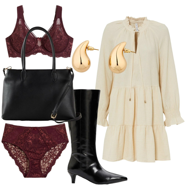 Outfit donna - Intimo per San Valentino - bonprix. Stile Minimal per Tutti i giorni. Abbinamento con orecchini, reggiseni, vestiti, culotte, stivali, borse a mano.
