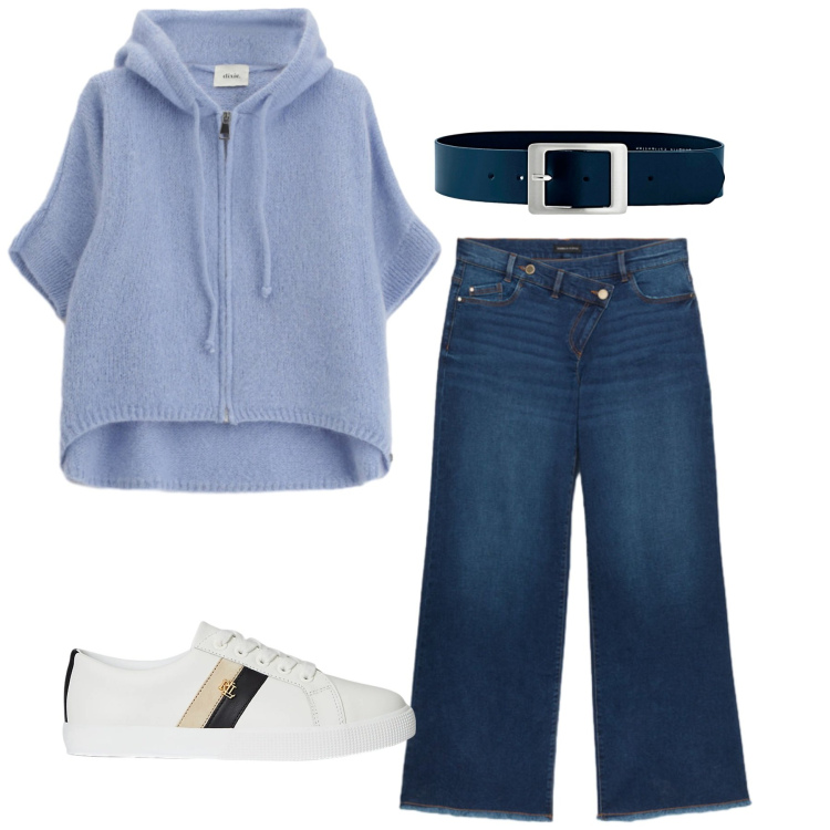 Outfit donna - Total look #2330695. Stile Basic per Scuola/Università. Abbinamento con cinture, cardigans, sneakers, jeans.