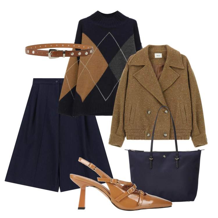 Outfit donna - Al lavoro in trend. Stile Casual chic per Ufficio. Abbinamento con décolleté, cinture, shorts, cappotti, pullovers, borse tote.