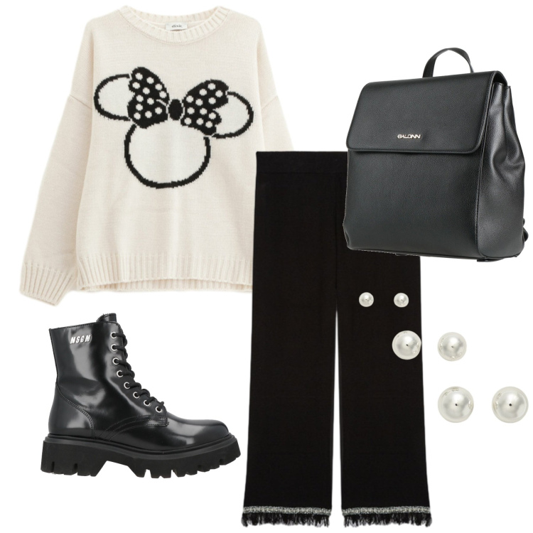 Outfit donna - Total look #2330708. Stile Romantica per Tutti i giorni. Abbinamento con anfibi, zaini, maglieria, orecchini, pantaloni.