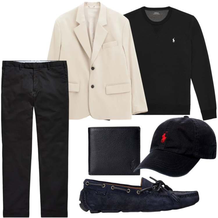 Outfit uomo - Il blazer panna. Stile Trendy per Tutti i giorni. Abbinamento con giacche, cappelli, scarpe stringate, pantaloni chino, portafogli, felpe.