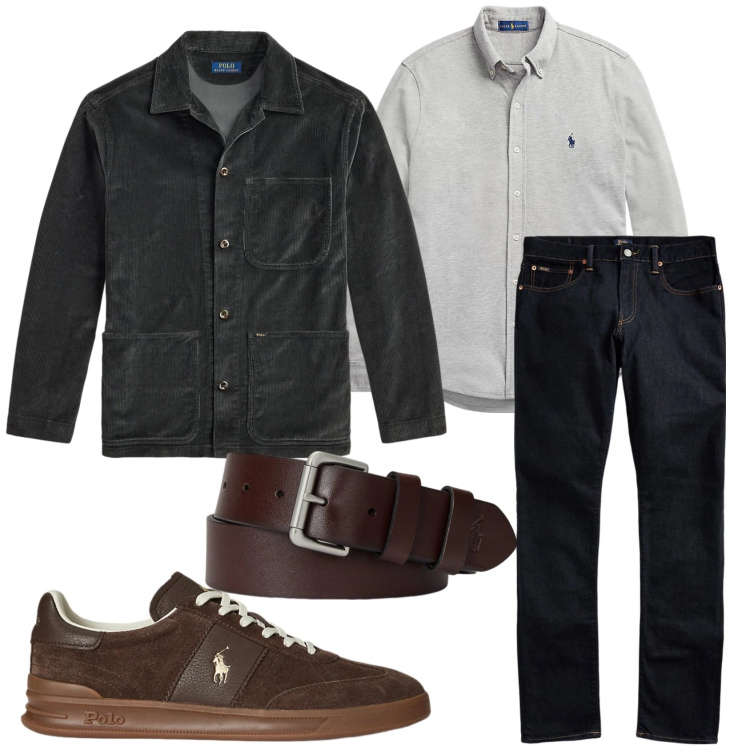 Outfit uomo - Total look #2330734. Stile Casual per Tutti i giorni. Abbinamento con jeans, camicie, cinture, sneakers, giacche.