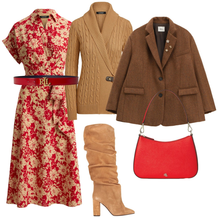 Outfit donna - Falling in love. Stile Casual chic per Tutti i giorni. Abbinamento con stivali, blazer, vestiti chemisier, cinture, maglieria, borse a spalla.