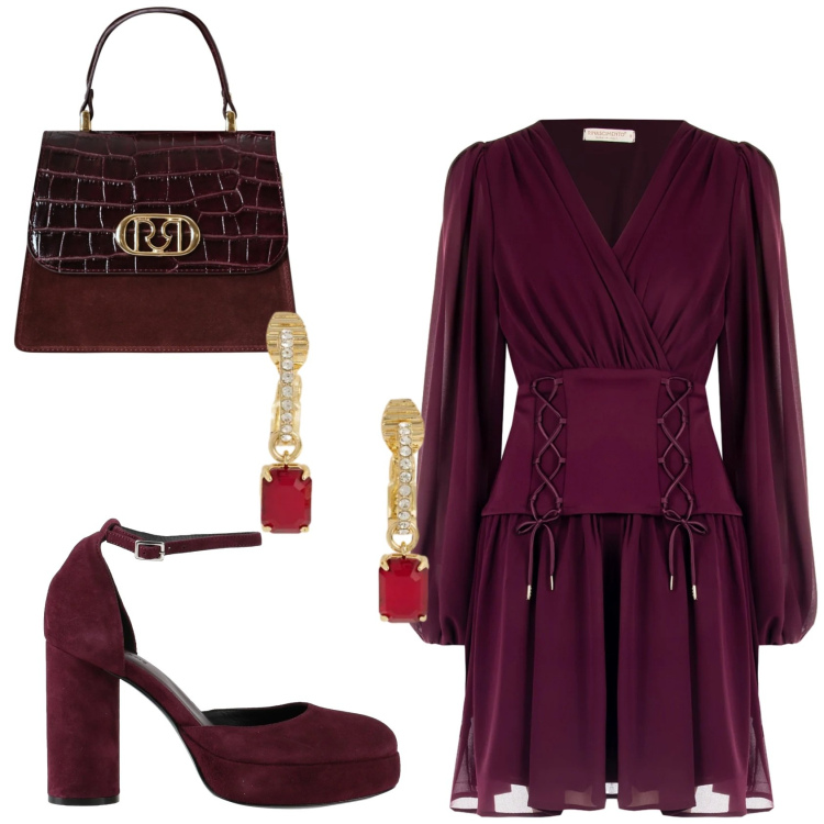 Outfit donna - Total look #2330737. Stile Glamour per Cerimonia. Abbinamento con décolleté, vestiti a tubino, borse a mano, orecchini.