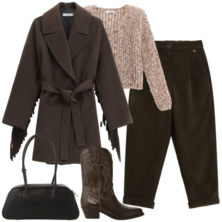Outfit donna - Febbraio. Stile Casual chic per Tutti i giorni. Abbinamento con pantaloni, stivali, borse a mano, cappotti, maglieria.