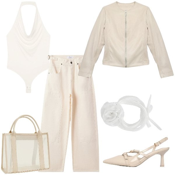 Outfit donna - Total look #2330860. Stile Sexy per Serata fuori. Abbinamento con pantaloni, giacche, borse tote, collane, body, décolleté.