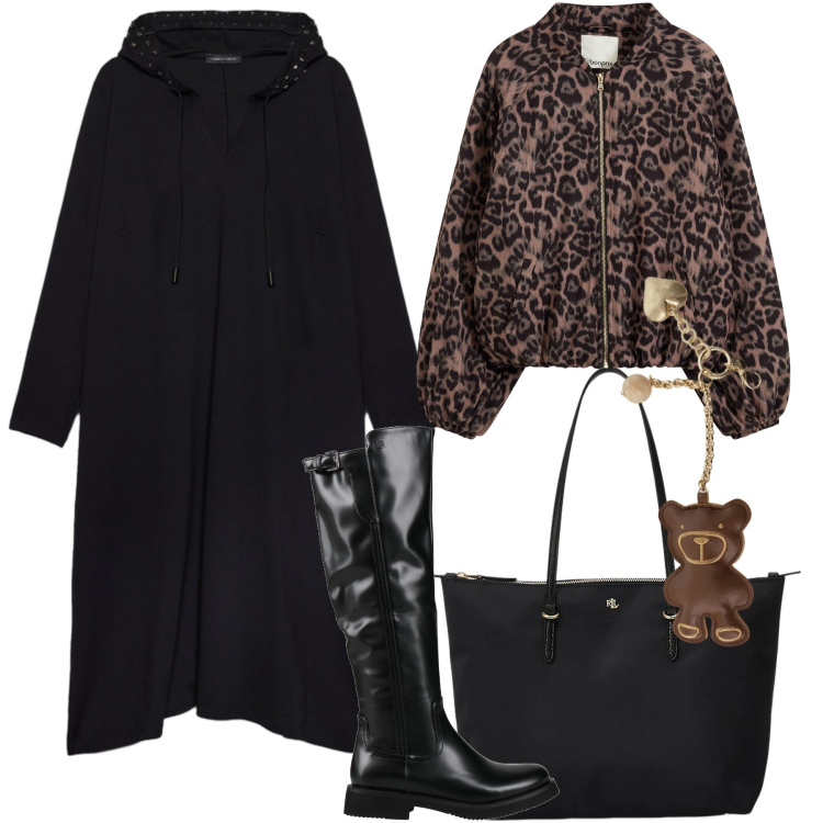 Outfit donna - Tessuti morbidi che valorizzano - curvy. Stile Casual chic per Tutti i giorni. Abbinamento con bomber, stivali, portachiavi, borse tote, vestiti lunghi.