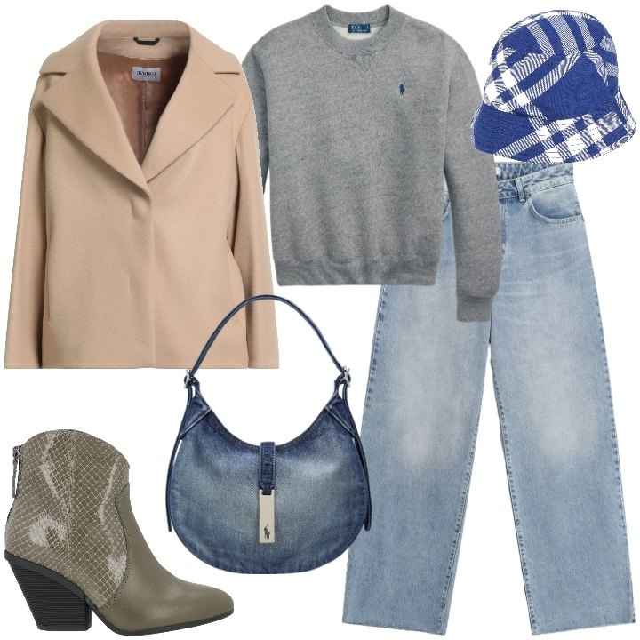 Outfit donna - Bottoni nascosti. Stile Casual chic per Tutti i giorni. Abbinamento con stivaletti texani, cappotti, cappelli, jeans dritti, borse a spalla, felpe.