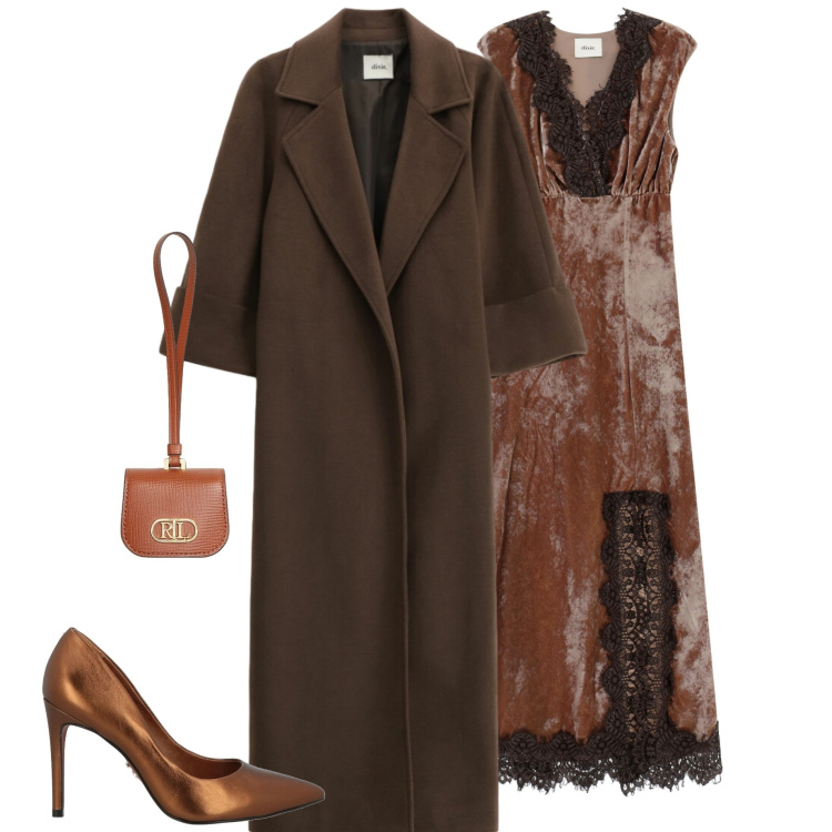 Outfit donna - Un outfit per San Valentino. Stile Chic per Serata fuori. Abbinamento con décolleté, vestiti lunghi, cappotti, pochette.