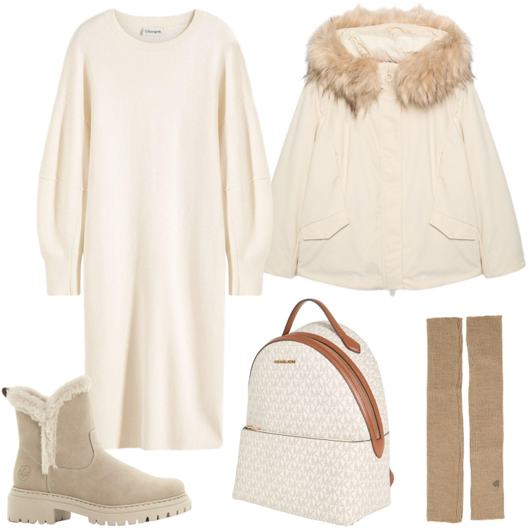 Outfit donna - Tessuti morbidi che valorizzano - curvy. Stile Casual chic per Tutti i giorni. Abbinamento con vestiti, stivaletti, zaini, guanti, piumini.