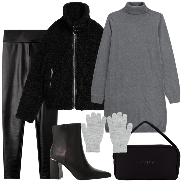 Outfit donna - Tessuti morbidi che valorizzano - curvy. Stile Urban per Tutti i giorni. Abbinamento con ecopellicce, stivaletti, vestiti corti, leggings, guanti, borse a mano.