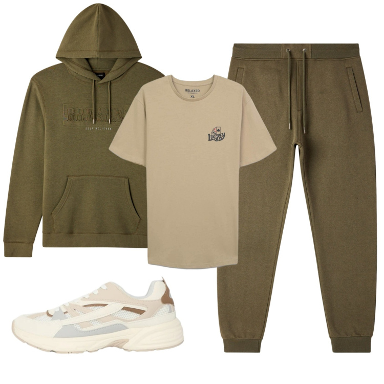 Outfit uomo - Total look #2331084. Stile Casual per Sport. Abbinamento con felpe con cappuccio, pantaloni, t-shirt, sneakers.