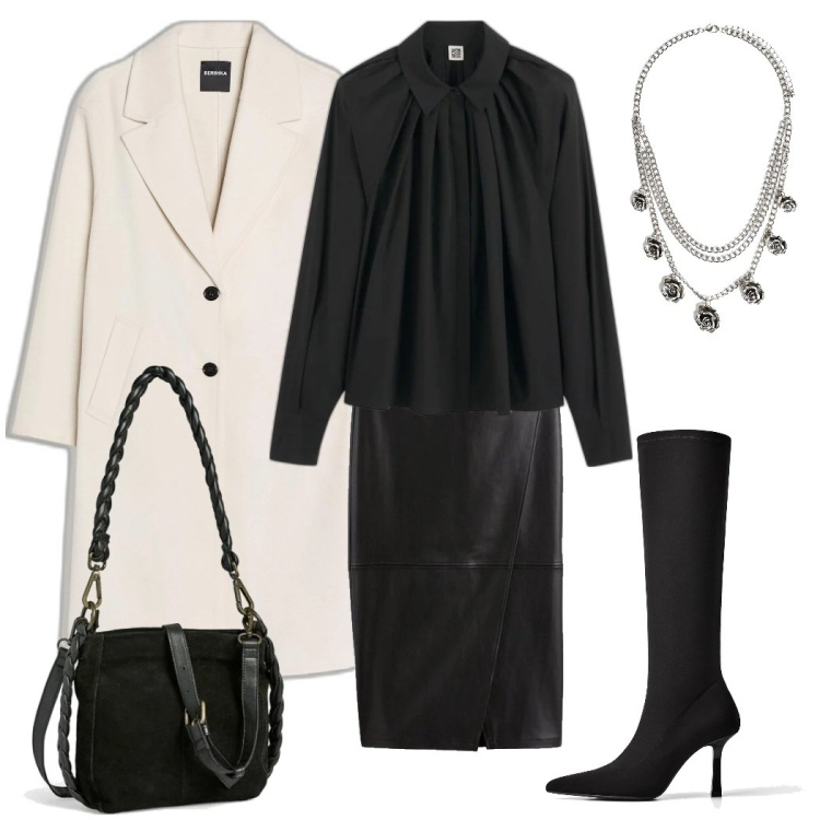 Outfit mujer - Be my Valentine Chic. Estilo Sexy para Noche/Fiesta elegante. Combinación con bandoleras, faldas largas, camisas, colgantes, botas, abrigos.