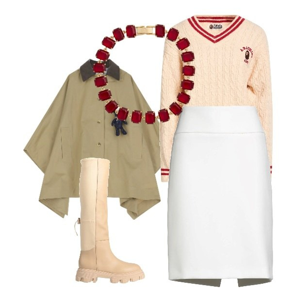 Outfit donna - femminilità curvy. Stile Bon Ton per Tutti i giorni. Abbinamento con pullovers, minigonne, stivali, trench, braccialetti.