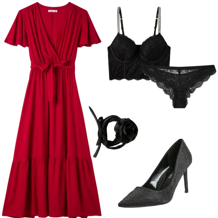 Outfit donna - Total look #2331181. Stile Bon Ton per Serata fuori. Abbinamento con vestiti lunghi, perizomi, bralette, collane, décolleté.