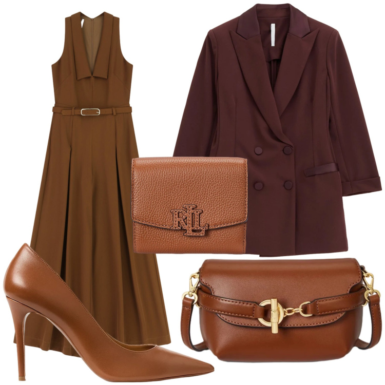 Outfit donna - Total look #2331187. Stile Romantica per Cerimonia. Abbinamento con blazer, tute, décolleté, borse a tracolla, portafogli.