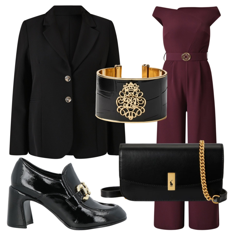 Outfit donna - Total look #2331190. Stile Glamour per Serata fuori. Abbinamento con mocassini, tute, blazer, clutch, braccialetti.