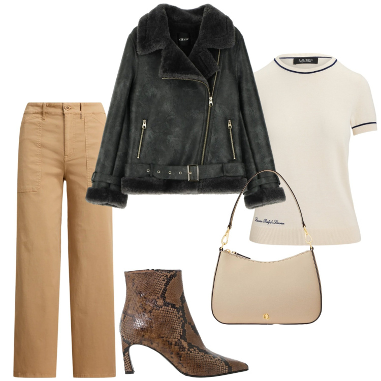 Outfit donna - Total look #2331255. Stile Glamour per Serata fuori. Abbinamento con stivaletti, blazer, borse a spalla, pantaloni, maglieria.