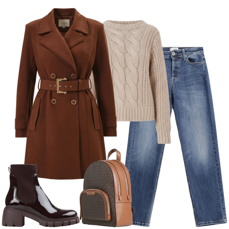 Outfit donna - Effetto suede. Stile Casual chic per Tutti i giorni. Abbinamento con zaini, stivaletti, trench, maglieria, jeans.