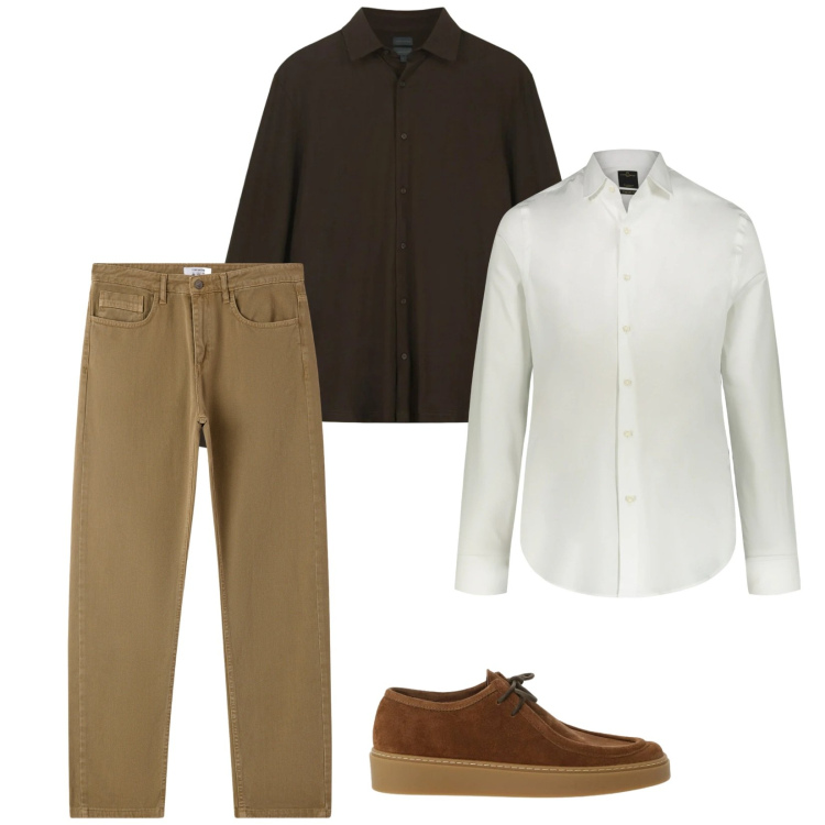 Outfit uomo - Total look #2331271. Stile Trendy per Ufficio. Abbinamento con scarpe stringate, jeans dritti, camicie, polo.