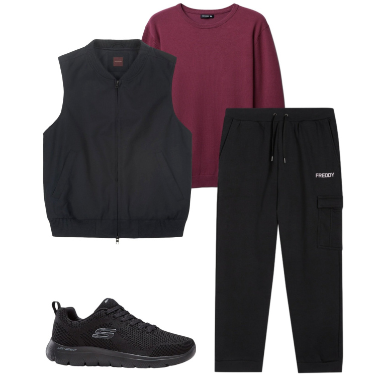 Outfit uomo - Total look #2331273. Stile Urban per Sport. Abbinamento con sneakers, maglieria, pantaloni cargo, piumini.