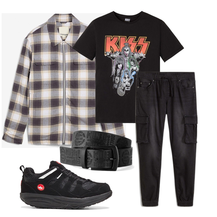 Outfit homme - Février. Style Tendance pour Tous les jours. Assortir avec t-shirts, ceintures, sneakers, jean coupe droite, vestes.