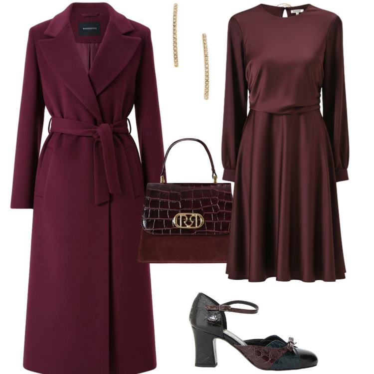 Outfit donna - Tessuti morbidi. Stile Chic per Cerimonia. Abbinamento con décolleté, vestiti midi/longuette, cappotti, borse a mano, orecchini, ciondoli.