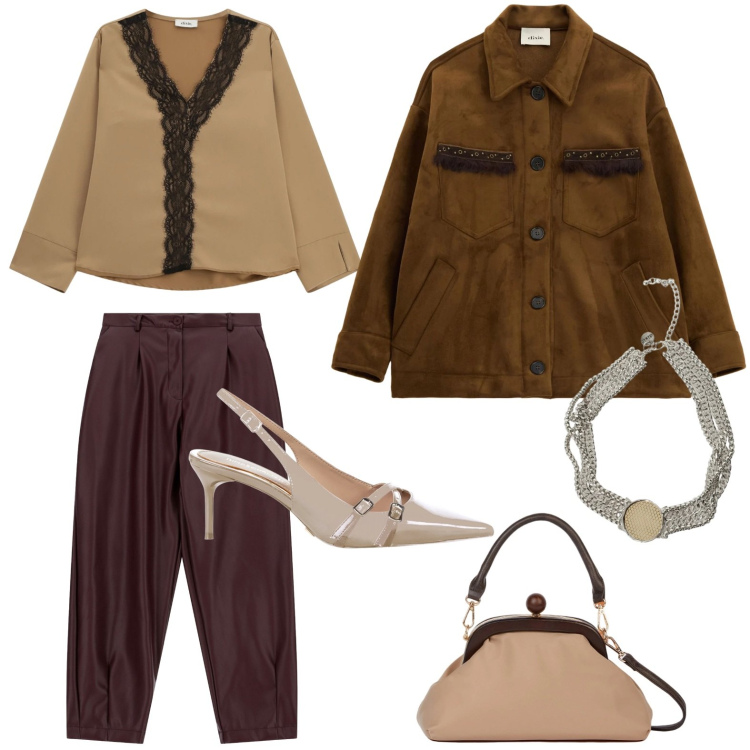 Outfit donna - La giacca in camoscio. Stile Casual per Tutti i giorni. Abbinamento con bluse, pantaloni, collane, blazer, décolleté, clutch.