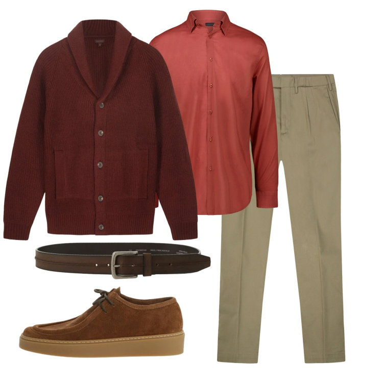 Outfit uomo - Total look #2331372. Stile Business/Elegante per Ufficio. Abbinamento con scarpe stringate, cinture, pantaloni, camicie, cardigans.