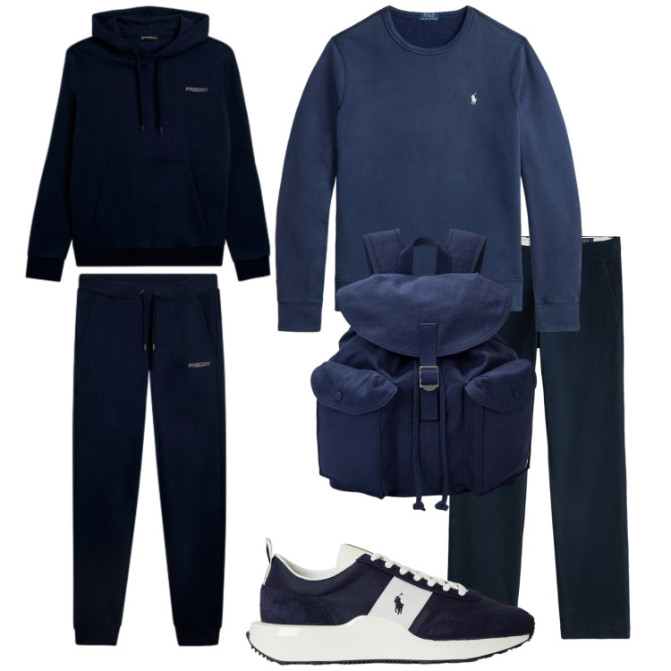 Outfit uomo - In palestra. Stile Casual per Sport. Abbinamento con tute sportive, borse sportive, pantaloni chino, sneakers, felpe.