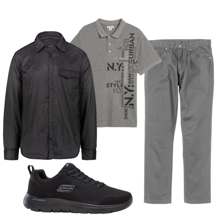 Outfit uomo - Total look #2331392. Stile Casual per Tutti i giorni. Abbinamento con pantaloni, sneakers, polo, giacche.