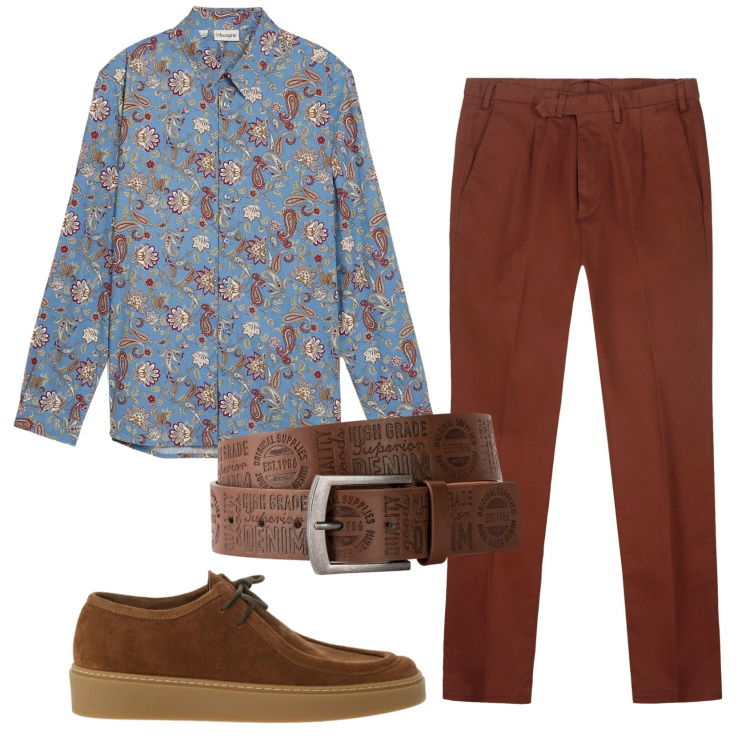 Outfit uomo - Total look #2331402. Stile Trendy per Ufficio. Abbinamento con cinture, camicie, scarpe stringate, pantaloni.