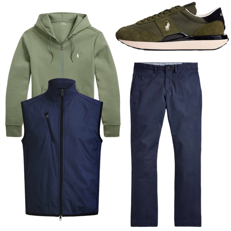 Outfit uomo - Total look. Stile Casual per Tutti i giorni. Abbinamento con pantaloni, sneakers, piumini, felpe.
